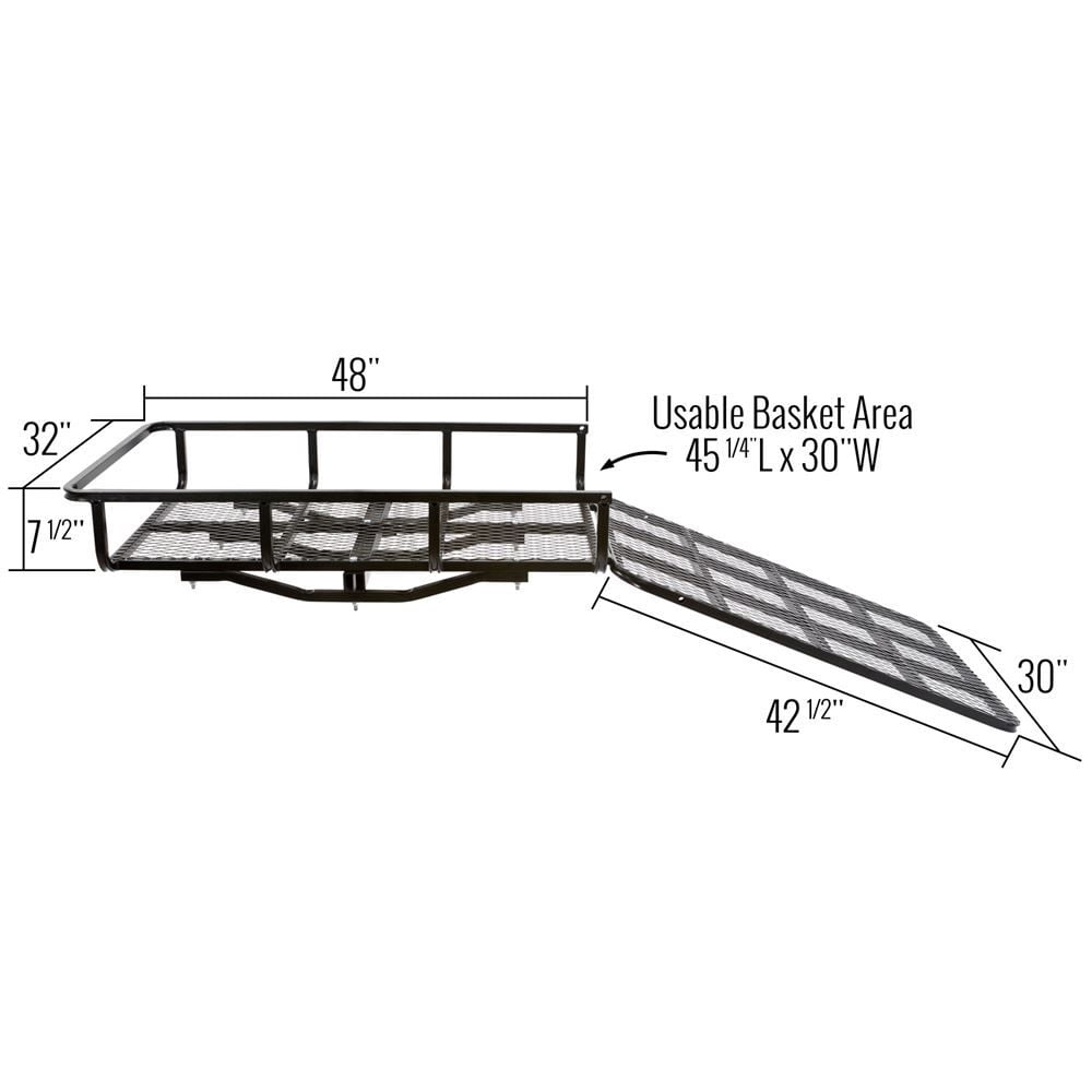 Elevate Outdoor UCC500 Hitch-Mounted Steel Cargo Carrier with Ramp - 500 lb Cap