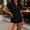 Black, variant on Sevevn Women's V Neck Button Down Short Sleeve Blouse Casual Loose Fit Eyelet Embroidery Tunic Tops Green M