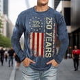 thumbnail image 4 of CONZONE 250 Anniversary Usa T Shirt For Men Independence Day Patriotic Print Crew Neck Long Sleeve Breathable Soft Tops Navy Size L, 4 of 5