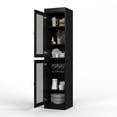 thumbnail image 2 of Palace Imports 100% Solid Wood 16.5" Kitchen Pantry Storage Cabinet with Glass Doors and Adjustable Shelves, Black, 2 of 5