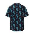 thumbnail image 2 of Xecao offers the Blue Seahorse for Men's Casual Short-sleeved Shirt, a button-up collared shirt with a pocket, perfect for beach vacations and yacht travel in the Large size., 2 of 7