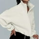 thumbnail image 4 of Abrigo Chaqueta de moda con cuello alto y cremallera para mujer, traje diario de color sólido (blanco M) Cgtredaw Blanco T M para Mujer, 4 of 6