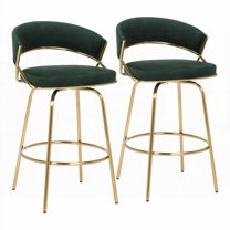 Set of 2 Glam Gold Metal & Green Velvet Fixed-height Counter Stools by LumiSource