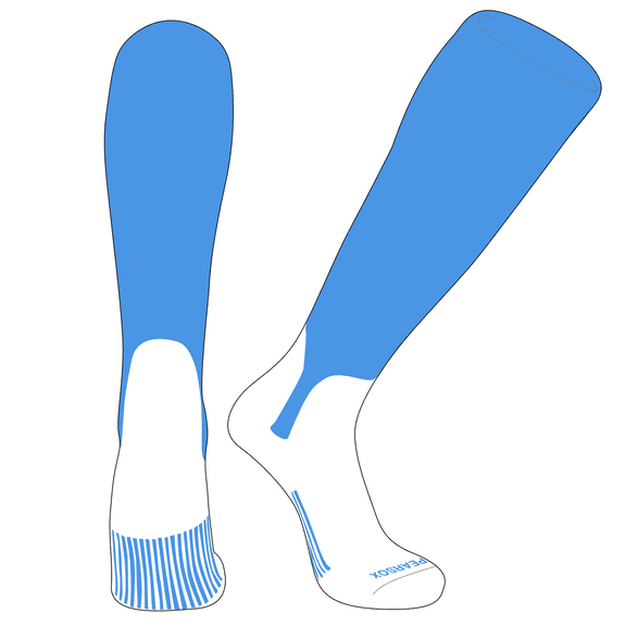 PEAR SOX OTC Baseball Softball Stirrup Socks (S, 5in) Sky Blue, White (XS)