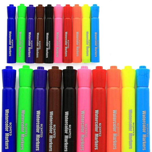 Emraw 10 Colors Washable Scented Markers Fine Tip Dry Erase Marker