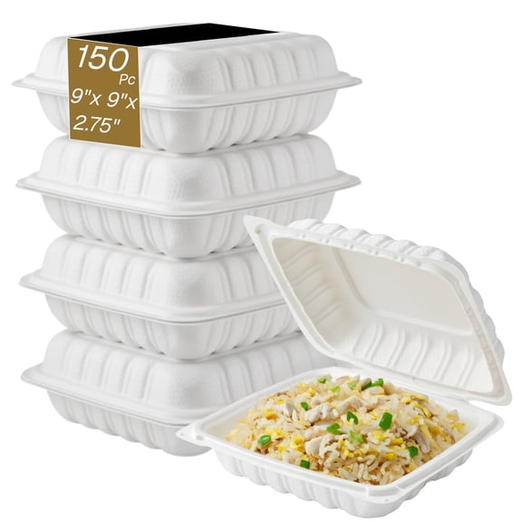 Clamshell (MFPP) Hinged Container (Corner Lock), 9" x 9"