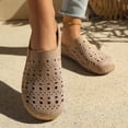 thumbnail image 5 of KIJBLAE Women's Hollow Out Closed Toe Lazy Slide Slippers, Round Toe Soft Sole Lightweight Casual Indoor Outdoor Sandals Khaki 37, 5 of 8
