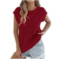 thumbnail image 2 of AUNVITO Women's Casual Fashion Short Sleeve Round Neck T-Shirt Soft Lightweight Pullover for Everyday Wear, 2 of 8