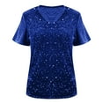 thumbnail image 4 of Xdegoge Women's Sequin Tops V Neck Flutter Short Sleeve Shirts Stretchy Slim Fit Sparkly Party Blouse for Evening, Wedding, Cocktail Outfits, 4 of 9