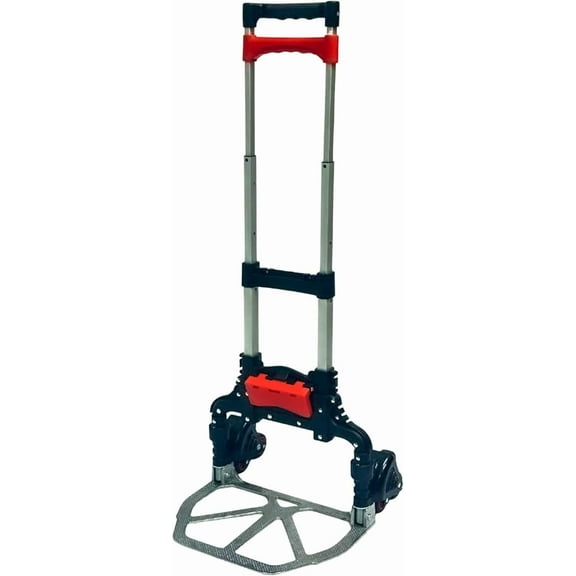 Magna Cart Stair Climbing 6-Wheel Folding Aluminum Hand Truck Dolly Cart with Tote Attachment Ideal for Moving Boxes, Groceries, Heavy Equipment, Red