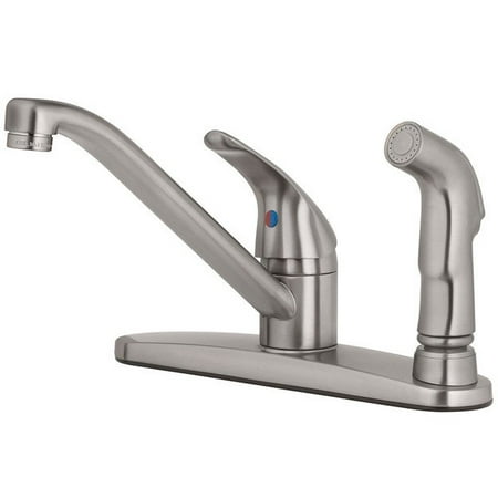 Brushed Nickel Kitchen Faucet oakbrook 4876389 essentials one handle brushed nickel kitchen faucet for side sprayer included walmart com