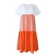 thumbnail image 4 of Abomasnow - Vestido corto informal de talla grande para mujer, de verano, holgado, a la moda, con cuello en V, rayas, lunares, manga corta, volantes, dobladillo escalonado, de lino, para playa y sol,, 4 of 5