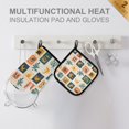 thumbnail image 4 of Yayeee Oven Mitts and Pot Holder Set of 4 Heat Resistant Kitchen Gloves Baking Hot Pad, Beige Playful Stamp, 4 of 5