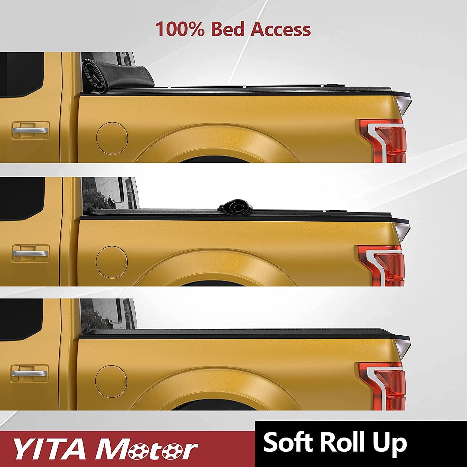 RVNI 5 ft Bed Soft Roll up Truck Bed Tonneau Cover compatible with 2005-2025 Nissan Frontier Truck Top with Lamp