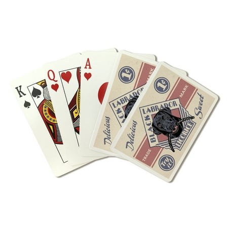 

Black Labrador Retro Black Licorice Ad Lantern Press Premium Playing Cards 52 Card Deck with Jokers USA Made