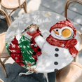 thumbnail image 2 of Grey Snowman Christmas Round Tablecloth, Fitted Table Cover with Elastic for 45"-54" Round Tables, Snowflake Xmas Tree Winter Elk Table Cloth Outdoor Indoor Dinning Party Waterproof Tablecloths, 2 of 7