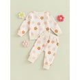 thumbnail image 4 of Bagilaanoe 2Pcs Toddler Baby Girl Fall Outfits Flower Print Long Sleeve T-Shirts Tops + Leggings 6M 12M 18M 24M 3T Kids Long Pants Set, 4 of 9