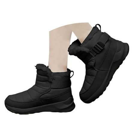 Mepaouo Womens Winter Snow Boots Lined Slip on Ankle Booties Waterproof Walking Shoes
