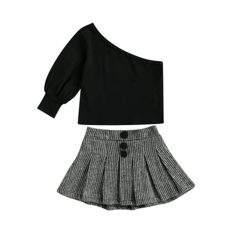 

Livingsenburg Toddler Kids Baby Girl Casual Tops T-Shirt Pleated Skirt Clothes