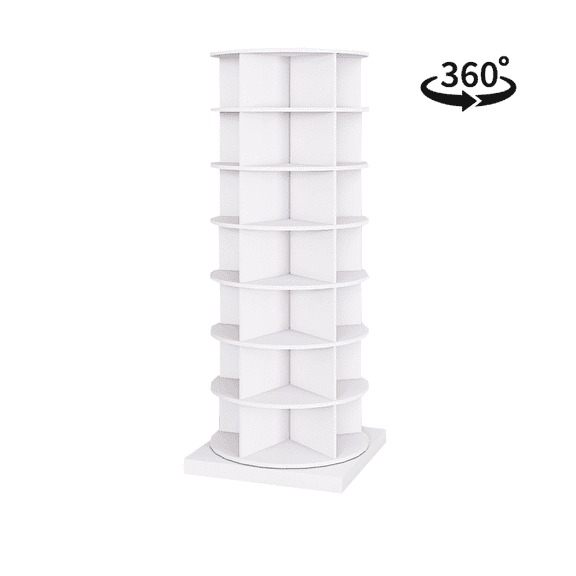 Holaki 7 Tiers 360°Shoe Rack, Organizer Spinning Shoe Cabinet, Rotating Shoe Organizer Tower Holds Up to 28 Pairs of Shoes, White