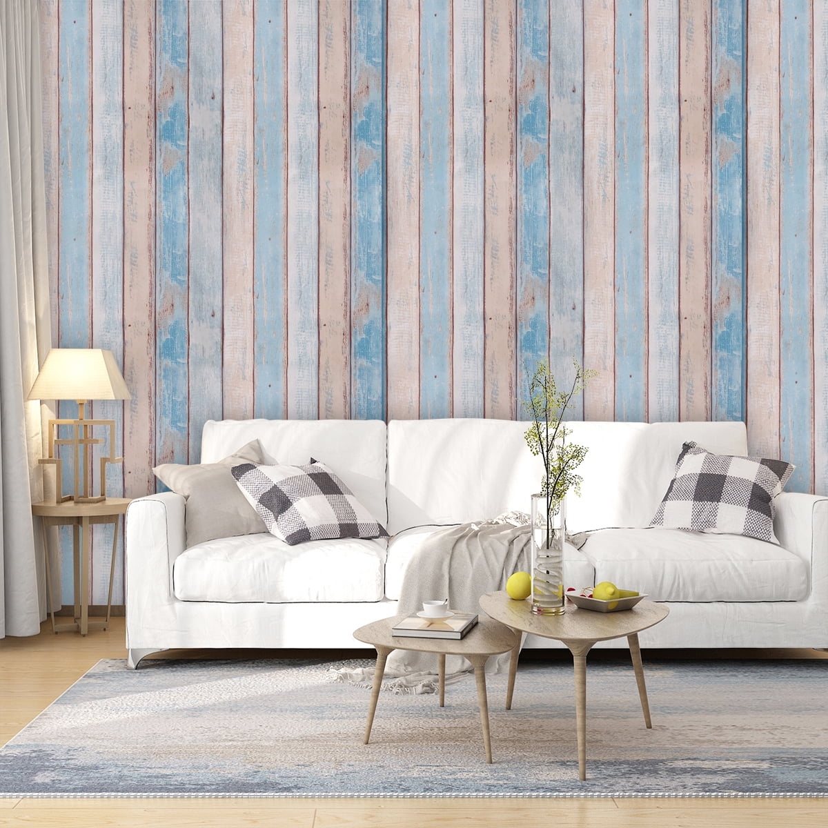 Blue Wood Wallpaper Contact Paper Self Adhesive Decorative Wall Covering Rolls 