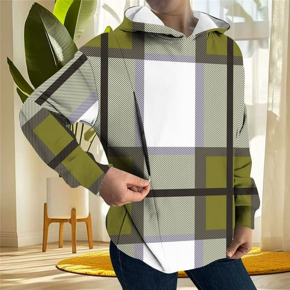 AUNVITO Stretchy Breastfeeding Hooded Sweatshirt with Plaid Design Zipper Front Casual Jacket for Women