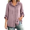 thumbnail image 2 of Abomasnow Roll Up 3/4 Sleeve Hoodies for Women Lightweight Button Down Business Shirts UPF 50+ UV Sun Protection Outdoor Shirts, 2 of 9