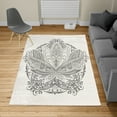 thumbnail image 2 of Lotus Turkish Area Rug, Flower Bloom Ornaments Exotic Petals Oriental Traditional Boho Design, Soft Carpet for Living Room Decor with Distressed Look, 5.2' X 7.6', Pale Grey, by Ambesonne, 2 of 4