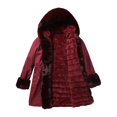 thumbnail image 4 of Aayomet Trench Coats For Women Women's Thickened Contrast Color Drawstring Down Jacket Hooded Parka Long Puffer Coat,Red L, 4 of 5