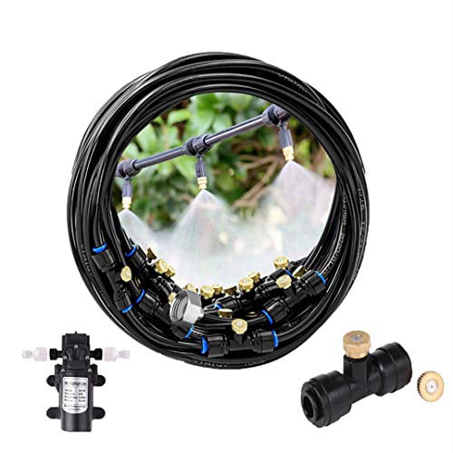 Misting Line DIY Outdoor Mist Cooling Kit+21 Brass Nozzles Garden Misting Irrigation System for Lawn Patio Garden Greenhouse 2RZ Misting Cooling System Kit 59FT 18M 
