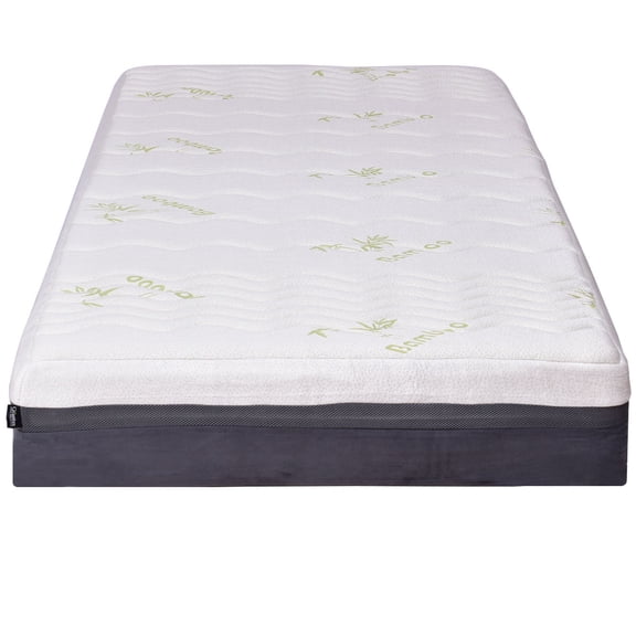 Costway King Size 10'' Memory Foam Bamboo Fiber Cover Mattress Pad Bed Topper
