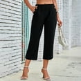 thumbnail image 4 of AherBiu Crop Pants for Women High Waisted Straight Leg Lightweight Solid Color 7/8 Length Trousers, 4 of 7