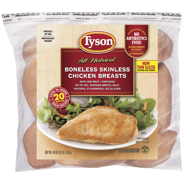 Tyson® All Natural* Boneless Skinless Chicken Breasts, 3 lb (Frozen