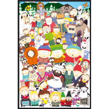 South Park Framed Tv Show Poster Print All Characters The Cast Size 24 X 36 Walmart Com Walmart Com