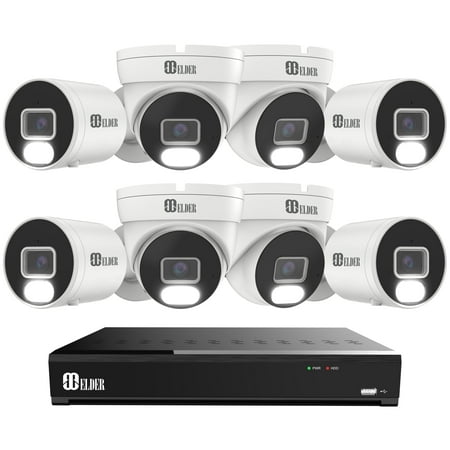 Elder Security Camera System 4K 8MP, 8Ch PoE NVR 8-Camera Surveillance Kit Outdoor 3TB HDD Audio, Wired Home Security Camera System DIY, Hunter-LE Series