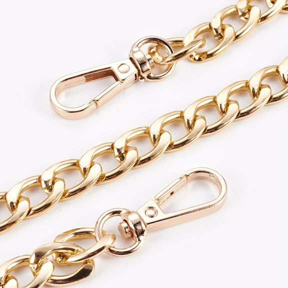10 strand bag Strap Chains with Aluminum Curb Link Chains and Alloy Swivel Clasps Golden 40cm Link: 16.5x11.5x3.5mm Clasps: 38x12x5.5mm