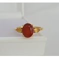 thumbnail image 2 of Genuine Red Carnelian Wedding Ring - Carnelian Three Stone Jewelry Gift- 925 Sterling Silver Oval Cut Ring - Gift for Her, 2 of 28