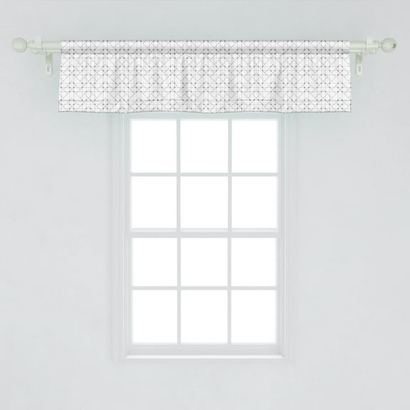 Ambesonne Minimalist Window Valance, Geometric Linear Techno Lines with Dots and Triangles Grid Futuristic Design, Curtain Valance for Kitchen Bedroom Decor with Rod Pocket, 54" X 12", Grey and White