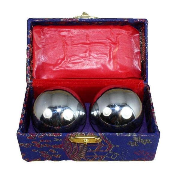 Bolas de Baoding Denpetec Plata para Estrés con Caja de Meditación y Masaje de Mano