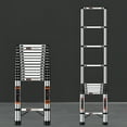 thumbnail image 2 of Fogcroll 12.5ft Multi-Purpose Collapsible Ladder Telescoping Extension Ladder Stainless Steel Folding Telescopic Ladder with Locking Mechanism for Home or RV Outdoor Work, Bearing 330lbs, 2 of 13