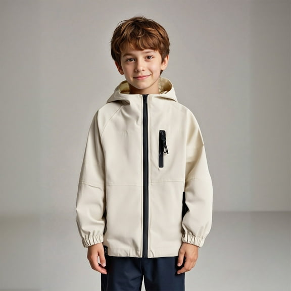 Boys Windbreaker Jacket for Kids - Lightweight Hooded Casual Coat for Outdoor Activities and School - Suitable for Ages 2 to 13