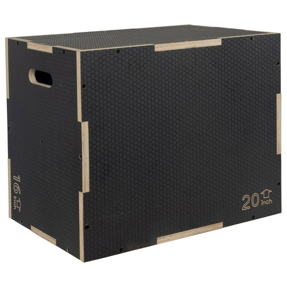 Open Box Signature 24" x 20" x 16" Wooden Plyo Box Non-Slip Jump Platform, Gray