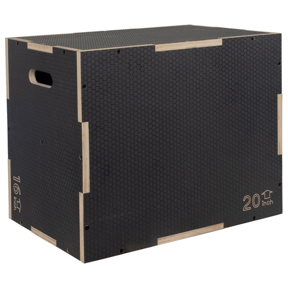 Open Box Signature 24" x 20" x 16" Wooden Plyo Box Non-Slip Jump Platform, Gray