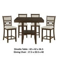 thumbnail image 3 of Benjara Kalen 5pc Counter Table and Dining Chairs Set, Brown Wood, Beige, 3 of 6