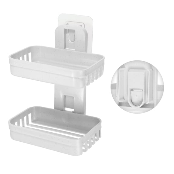 Vocoste 1 Pc Soap Dish Keep Soap Dry Soap Cleaning Storage Drill Free Soap Holder for Bathroom Beige Plastic