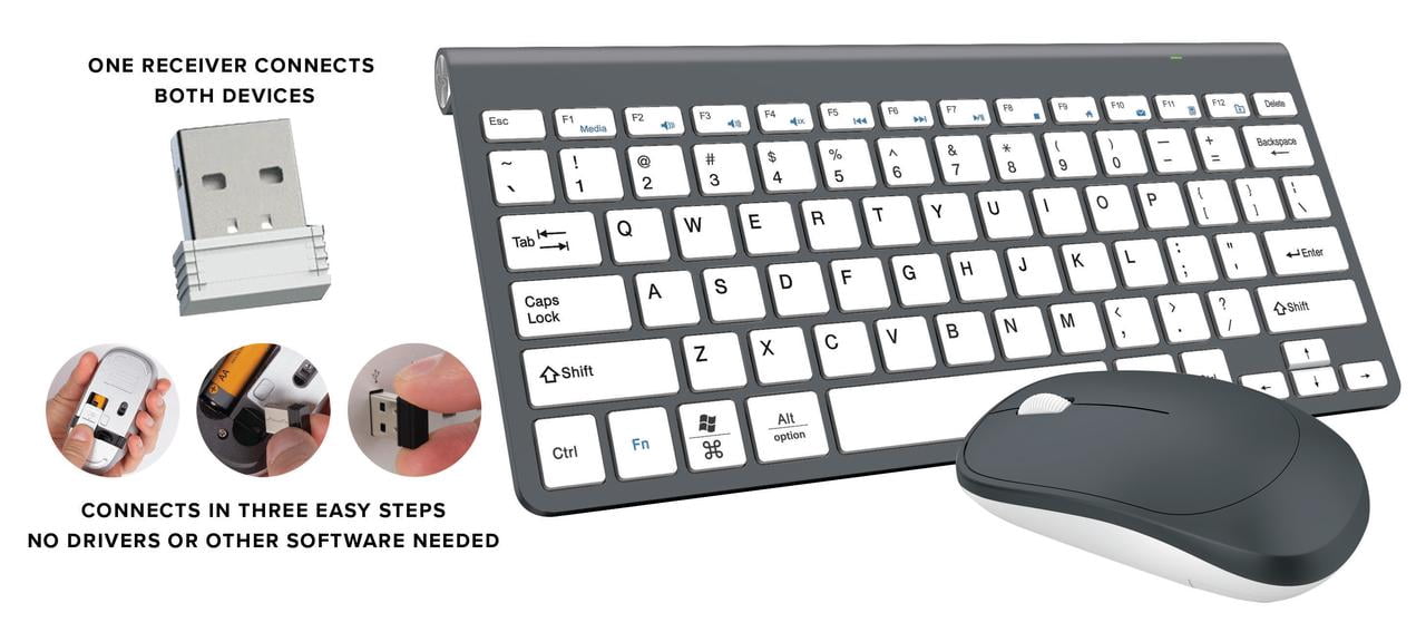 Cylo Wireless Touch Keyboard and Mouse Set Silver
