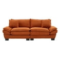 thumbnail image 5 of Sofa, Corduroy Sleeper Couch with Pillows, Comfy Upholstered Loveseat Sofa for Bedroom,Living Room,Apartment,Office, Orange, 5 of 9