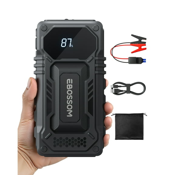 Car Battery Jump Starter,12000mAh Battery Jump Box,44.4Wh Vehicle Jump Booster with Smart Jumper Cables,LED Light Emergency Car Kits for Vehicles,Arrancador Ae Batería