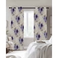 thumbnail image 2 of Purple Spring Floral Black Out Curtains 54 Inch Long, Short Curtains for Small Window, Farmhouse Flowers Modern Art Room Darkening Farmhouse Window Curtains for Kitchen Bedroom 42"x54" 2 Panels, 2 of 8