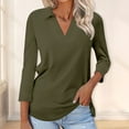thumbnail image 3 of Seductiva Women's Oversized Long Sleeve T Shirts 2025 Women's 3/4 Sleeve T Shirts Summer V Neck Shirts Collared Casual Basic Tees Blouse Loose Fit Lightweight Tunic Shirts Summer Casual Tee Tops, 3 of 3
